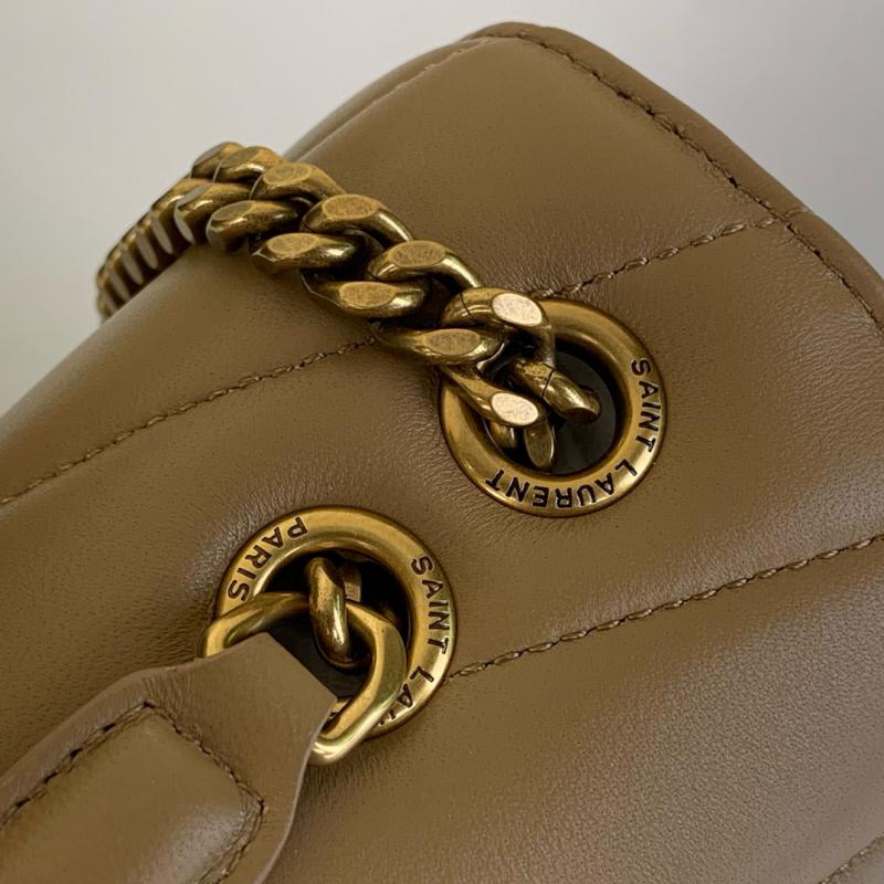 Saint Laurent Lambskin Loulou Small Bag Black 801437 Beige