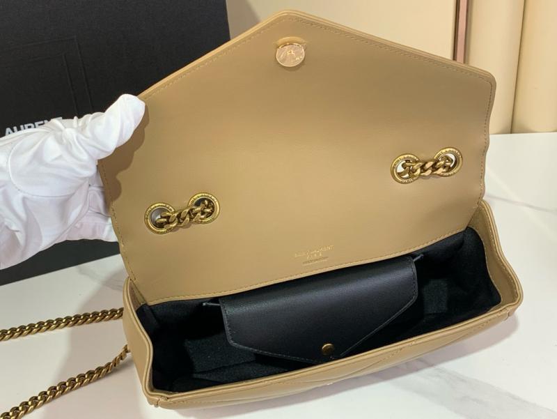 Saint Laurent Lambskin Loulou Small Bag Black 801437 Beige