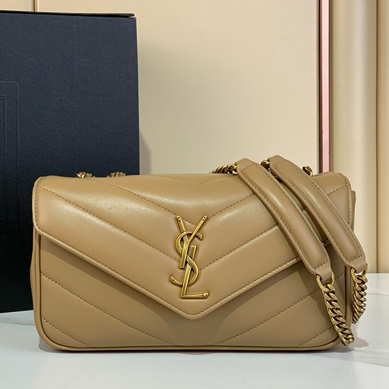 Saint Laurent Lambskin Loulou Small Bag Black 801437 Beige