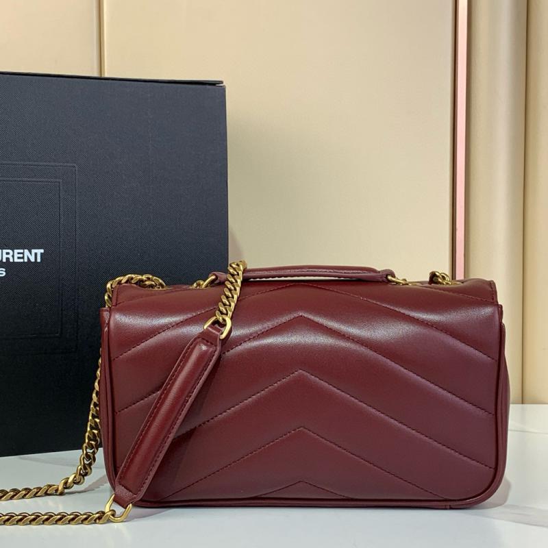 Saint Laurent Lambskin Loulou Small Bag Black 801437 Burgundy