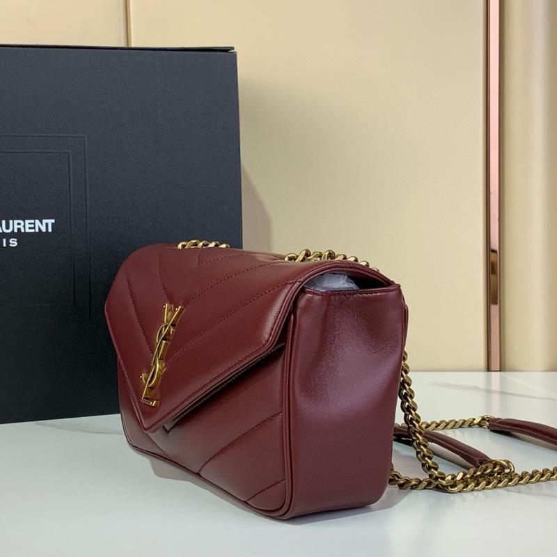 Saint Laurent Lambskin Loulou Small Bag Black 801437 Burgundy
