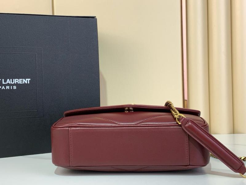Saint Laurent Lambskin Loulou Small Bag Black 801437 Burgundy
