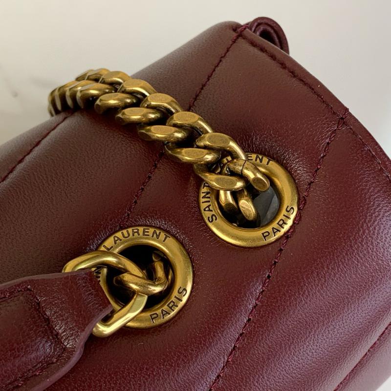 Saint Laurent Lambskin Loulou Small Bag Black 801437 Burgundy