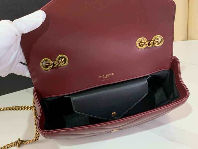 Saint Laurent Lambskin Loulou Small Bag Black 801437 Burgundy