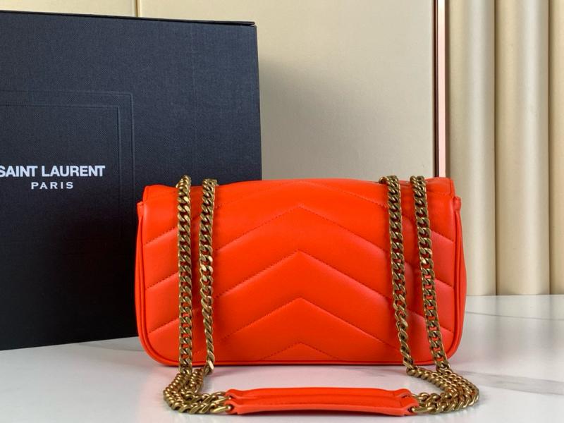 Saint Laurent Lambskin Loulou Small Bag Black 801437 Orange