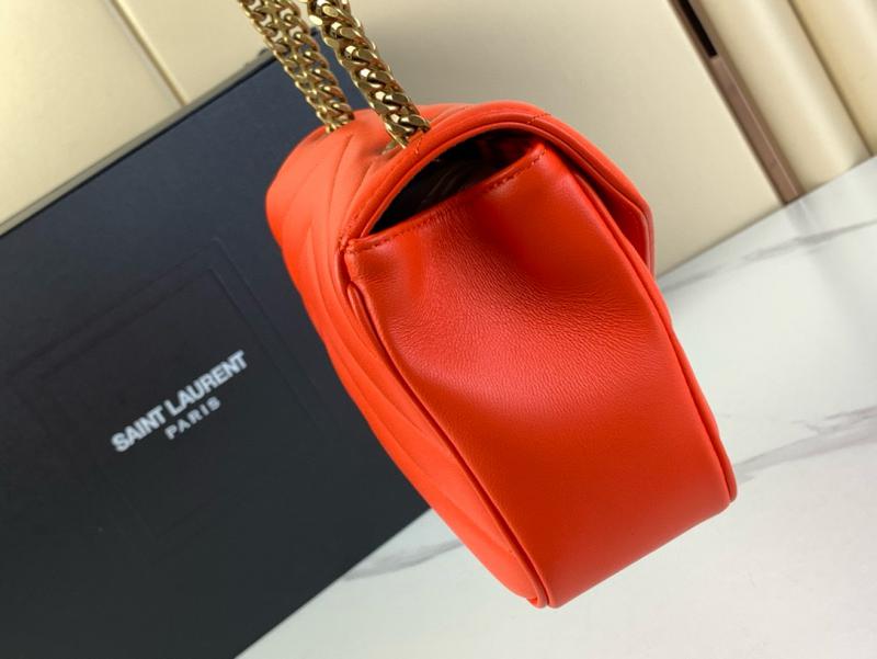 Saint Laurent Lambskin Loulou Small Bag Black 801437 Orange