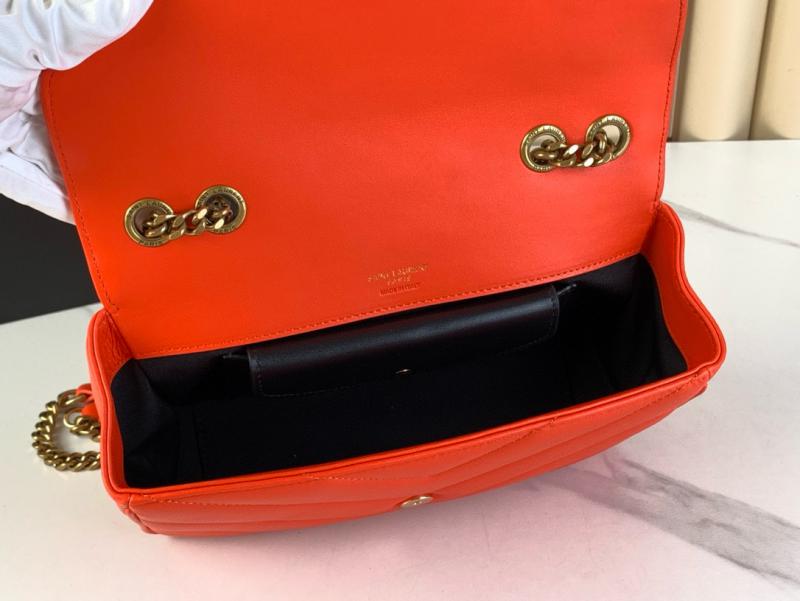 Saint Laurent Lambskin Loulou Small Bag Black 801437 Orange