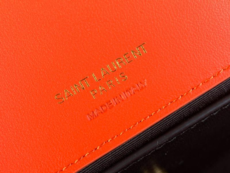 Saint Laurent Lambskin Loulou Small Bag Black 801437 Orange