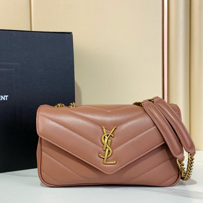 Saint Laurent Lambskin Loulou Small Bag Black 801437 Pink