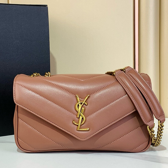 Saint Laurent Lambskin Loulou Small Bag Black 801437 Pink