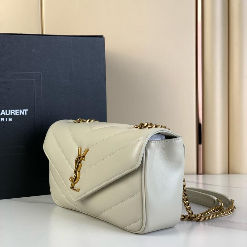 Saint Laurent Lambskin Loulou Small Bag Black 801437 White