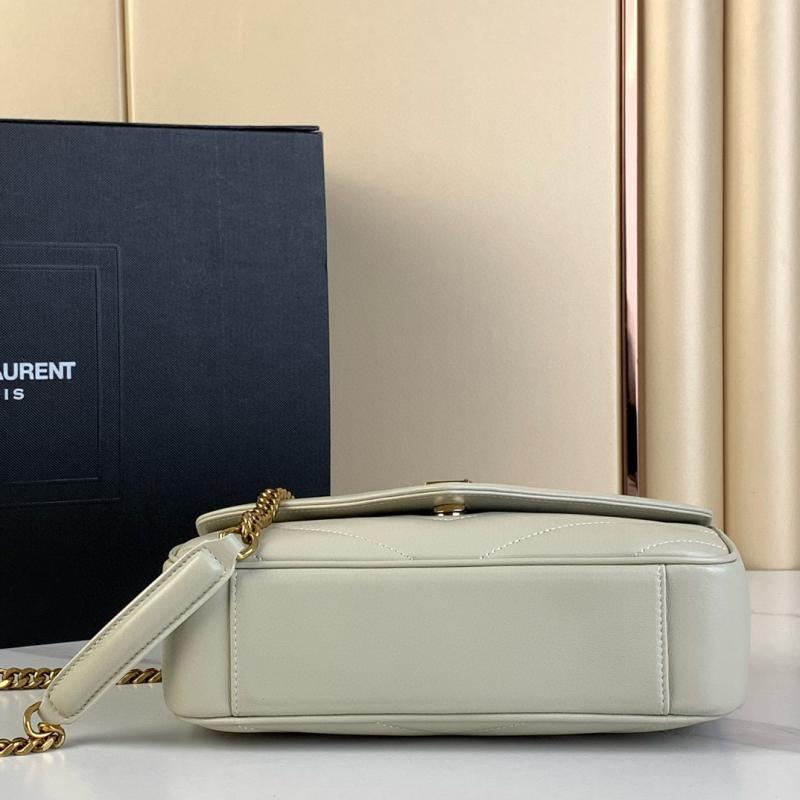 Saint Laurent Lambskin Loulou Small Bag Black 801437 White