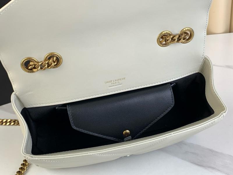 Saint Laurent Lambskin Loulou Small Bag Black 801437 White