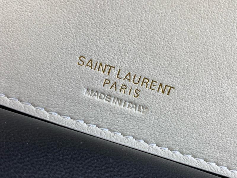 Saint Laurent Lambskin Loulou Small Bag Black 801437 White