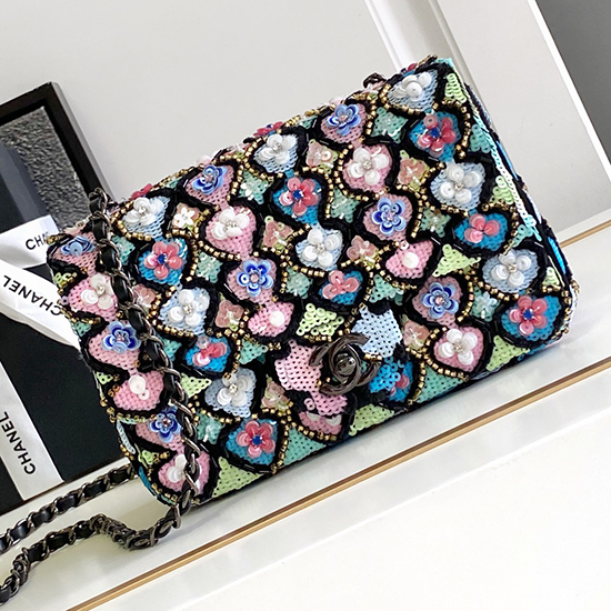 Small Chanel Sequins Flap Bag AS2511 Black