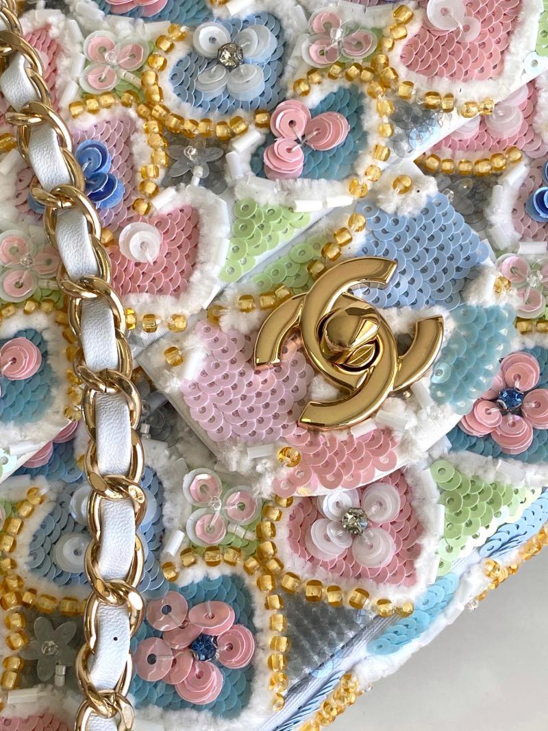Small Chanel Sequins Flap Bag AS2511 White