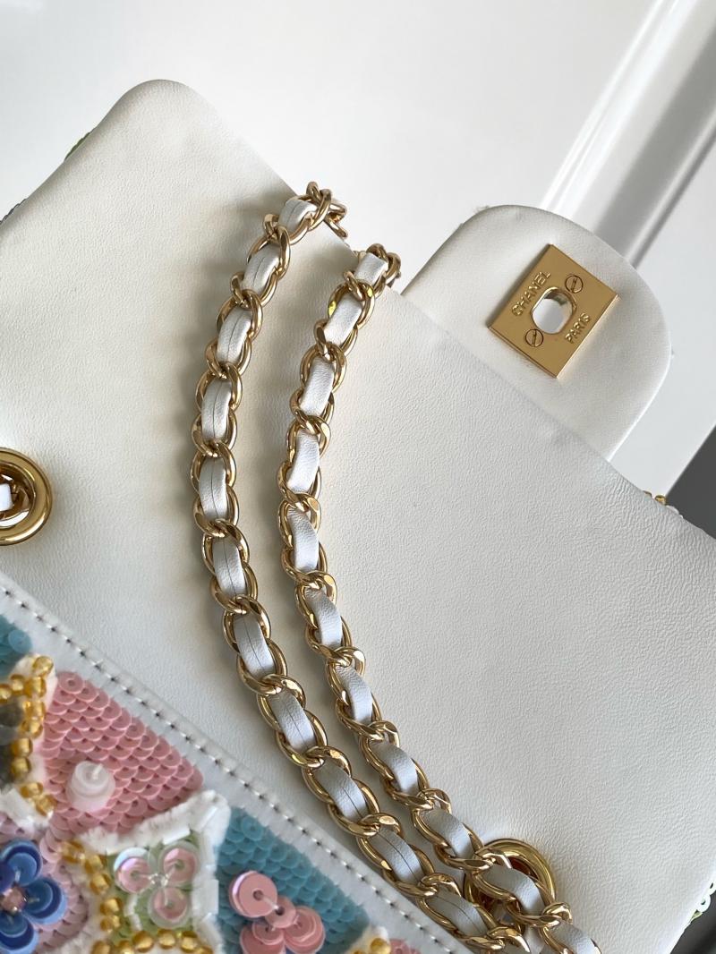 Small Chanel Sequins Flap Bag AS2511 White