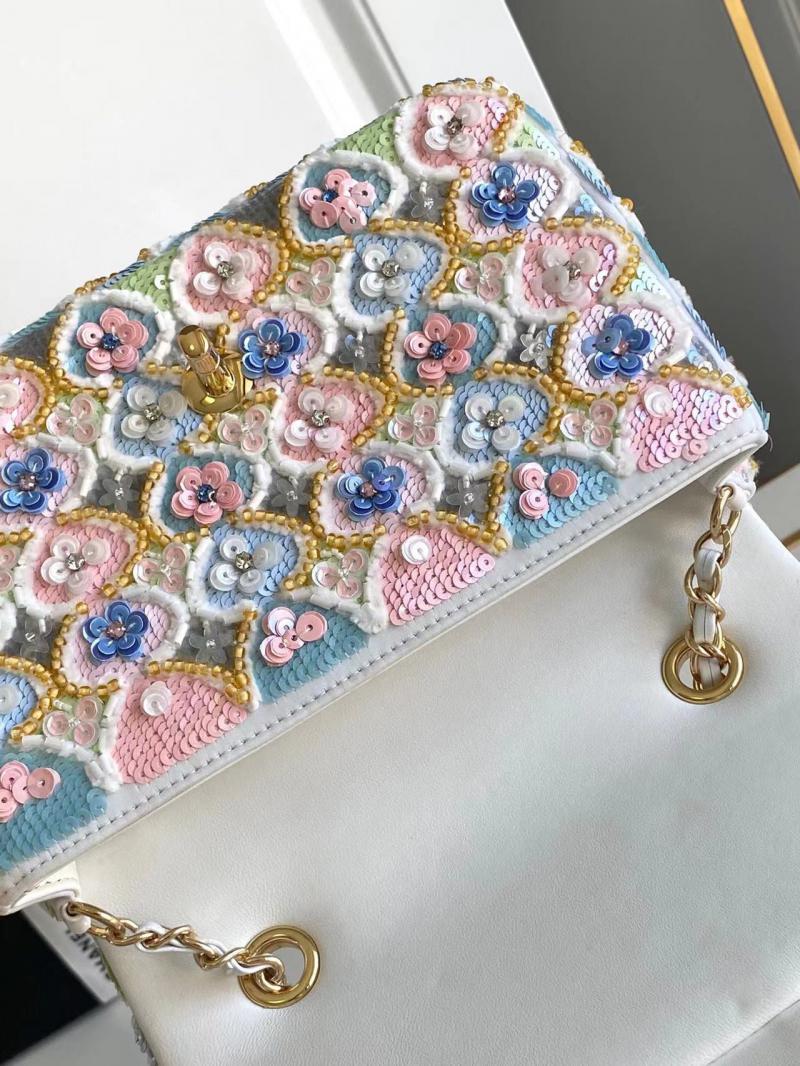 Small Chanel Sequins Flap Bag AS2511 White