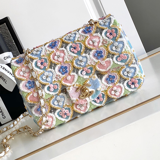 Small Chanel Sequins Flap Bag AS2511 White