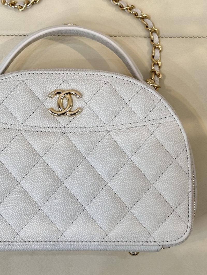 Chanel Grained Calfskin Top Handle Bag White AS4438