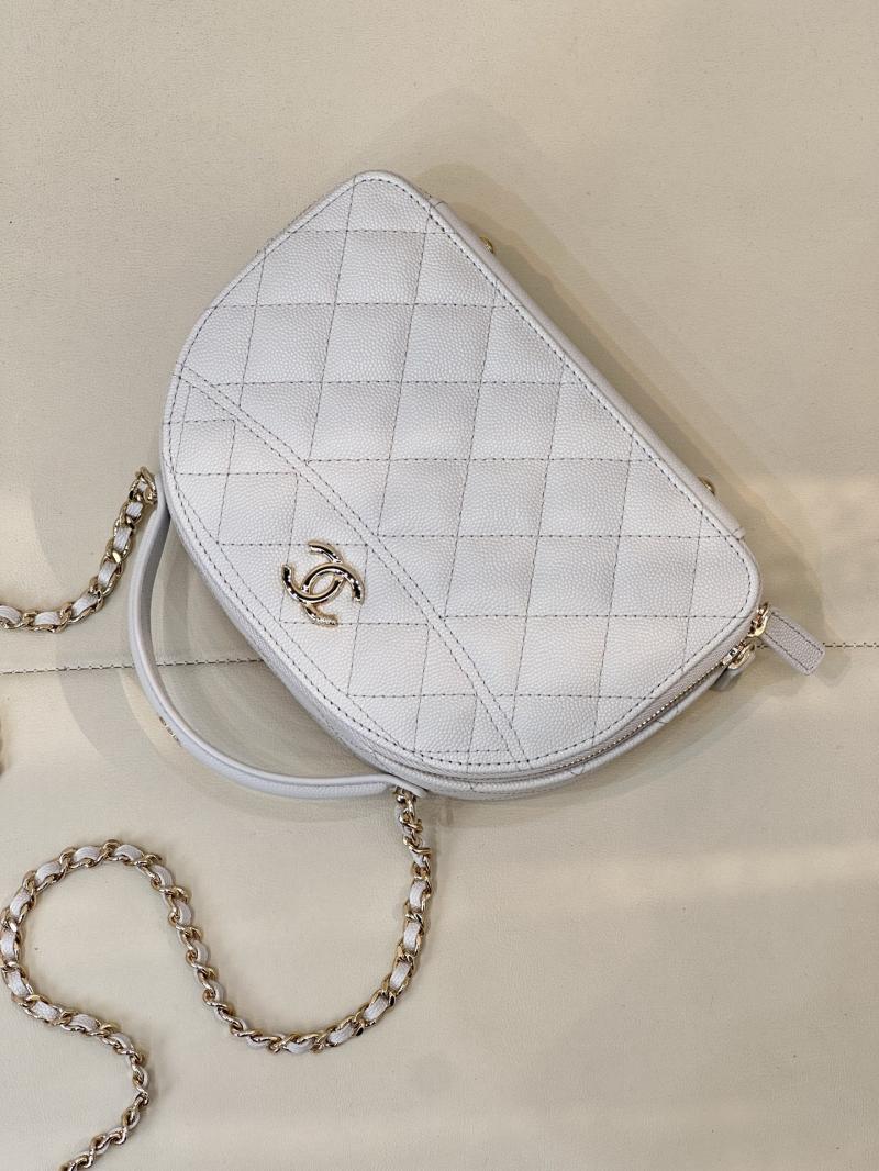 Chanel Grained Calfskin Top Handle Bag White AS4438