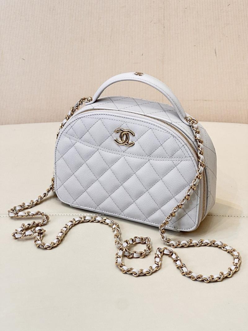 Chanel Grained Calfskin Top Handle Bag White AS4438