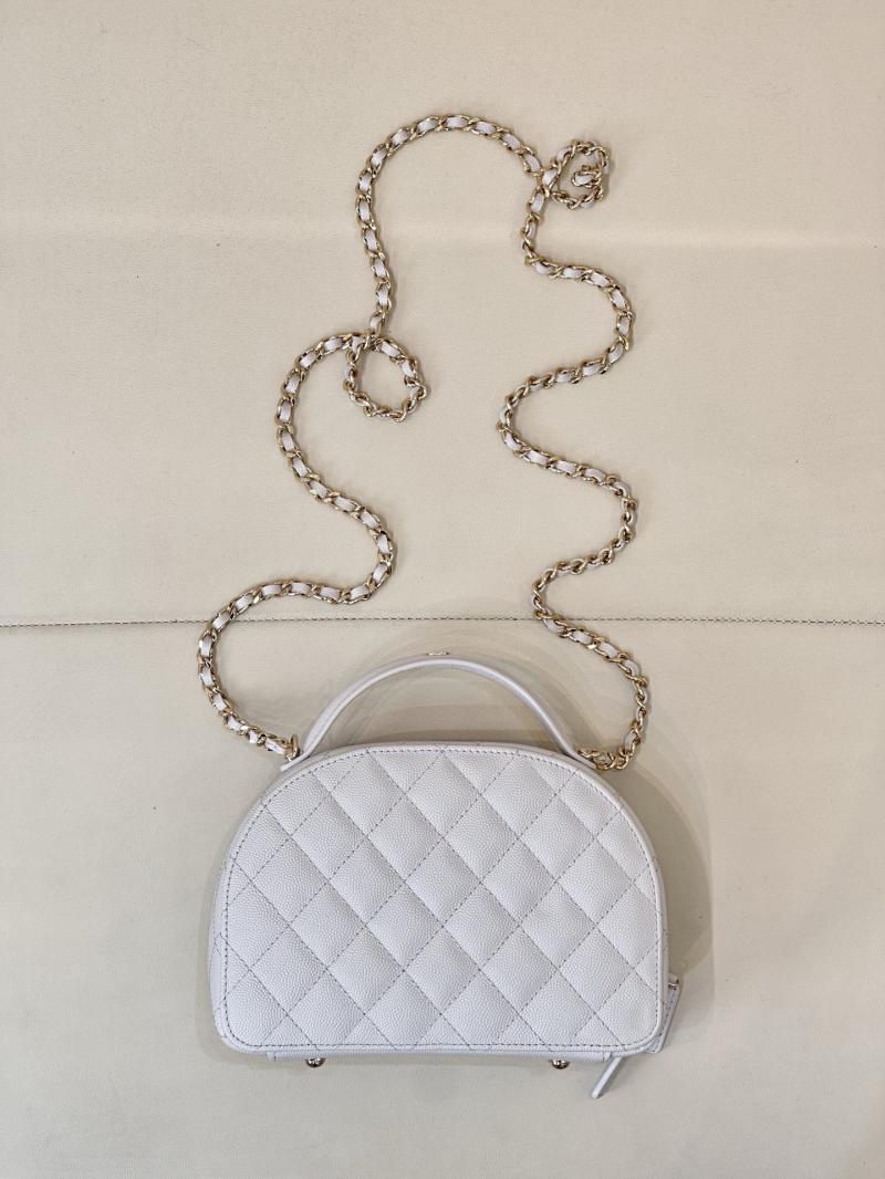 Chanel Grained Calfskin Top Handle Bag White AS4438