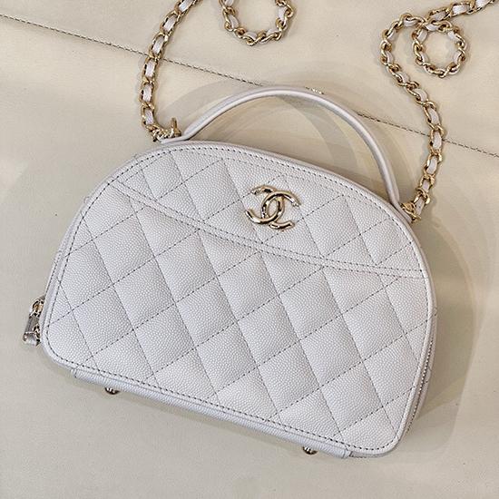 Chanel Grained Calfskin Top Handle Bag White AS4438