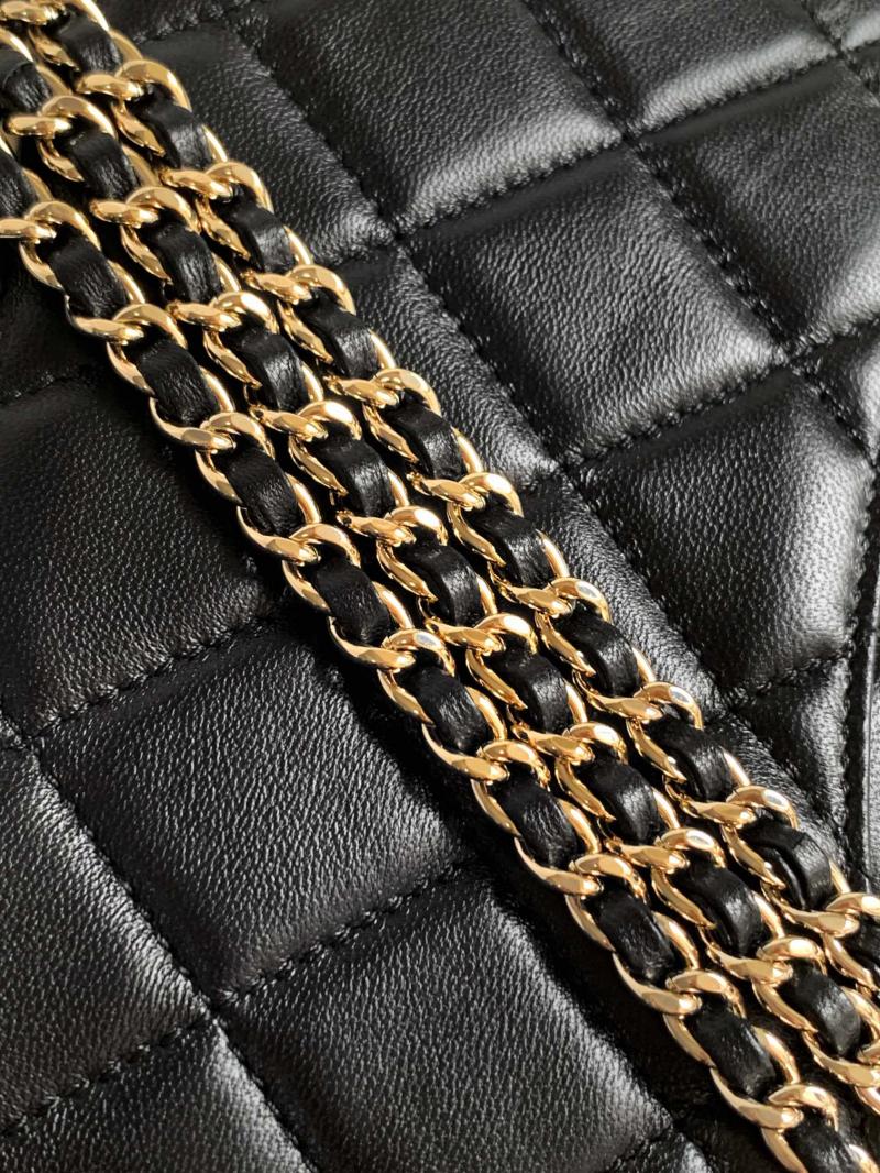 Chanel Lambskin Flap Shoulder Bag Black AS5150