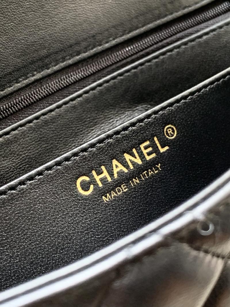 Chanel Lambskin Flap Shoulder Bag Black AS5150