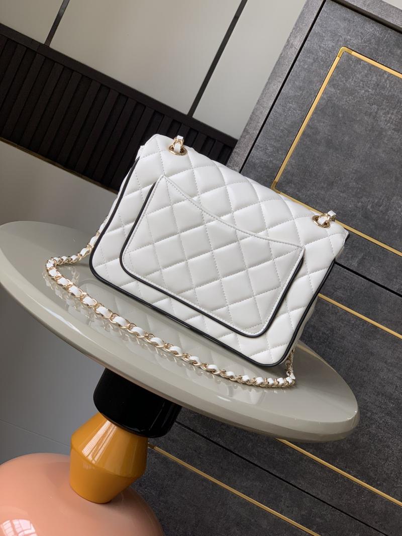 Chanel Lambskin Flap Shoulder Bag White AS5150