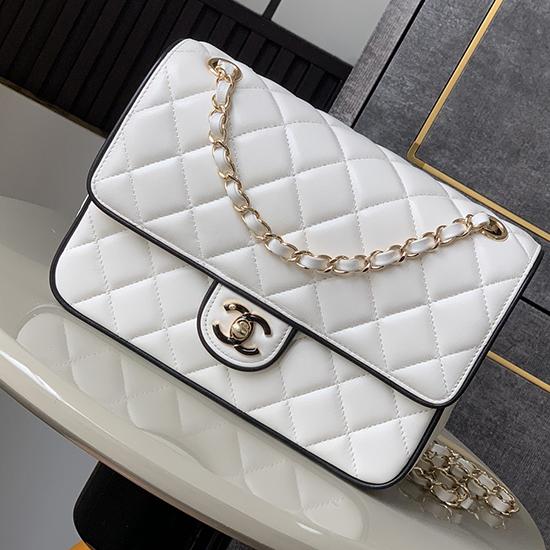 Chanel Lambskin Flap Shoulder Bag White AS5150