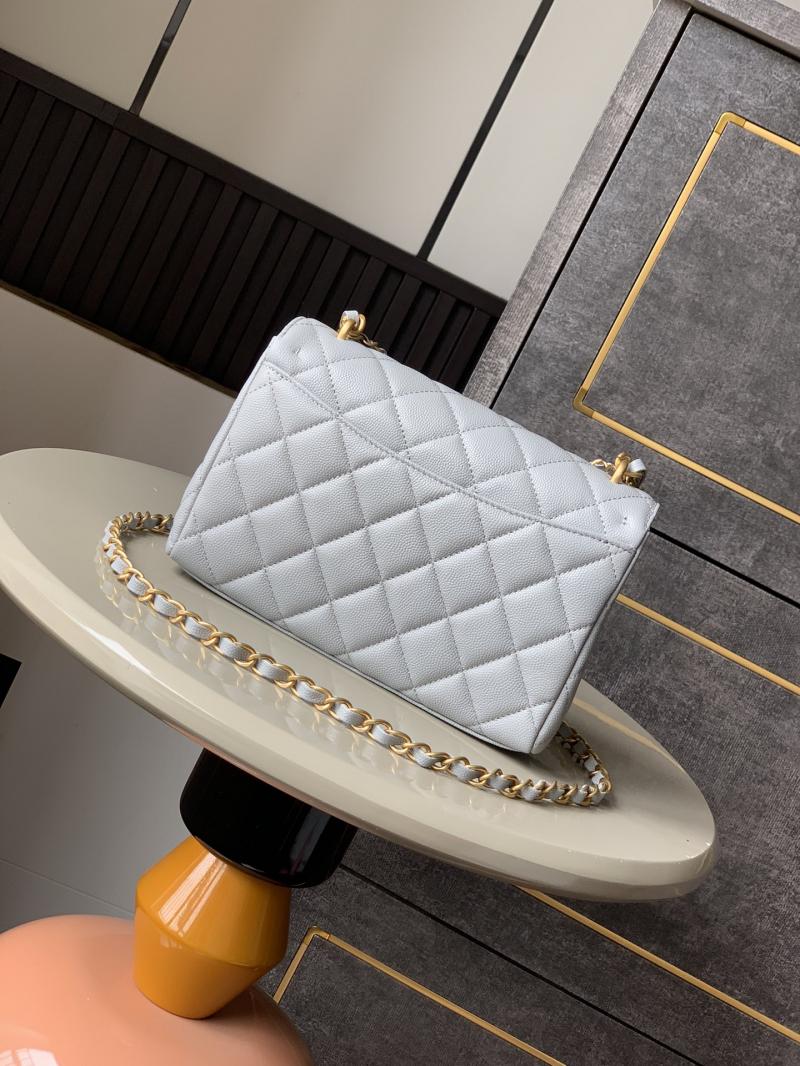 Chanel Leather Flap Bag Light Grey AS5240
