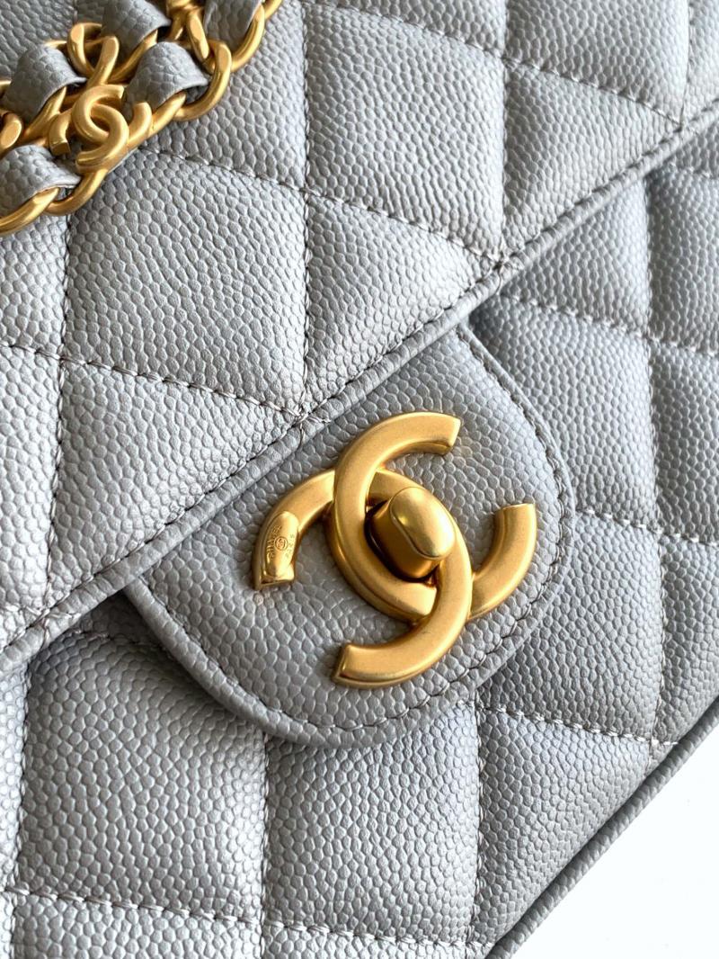 Chanel Leather Flap Bag Light Grey AS5240