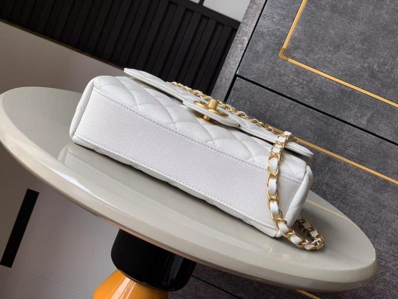 Chanel Leather Flap Bag White AS5240