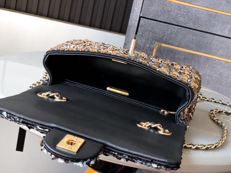 Chanel Sequins Small Flap Shoulder Bag Gold SS2520
