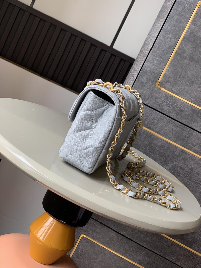 Mini Chanel Leather Flap Bag Light Grey AS5329