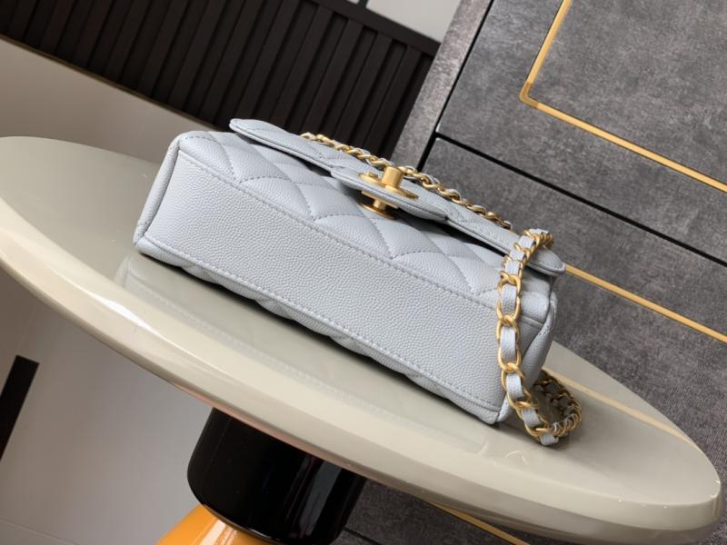 Mini Chanel Leather Flap Bag Light Grey AS5329