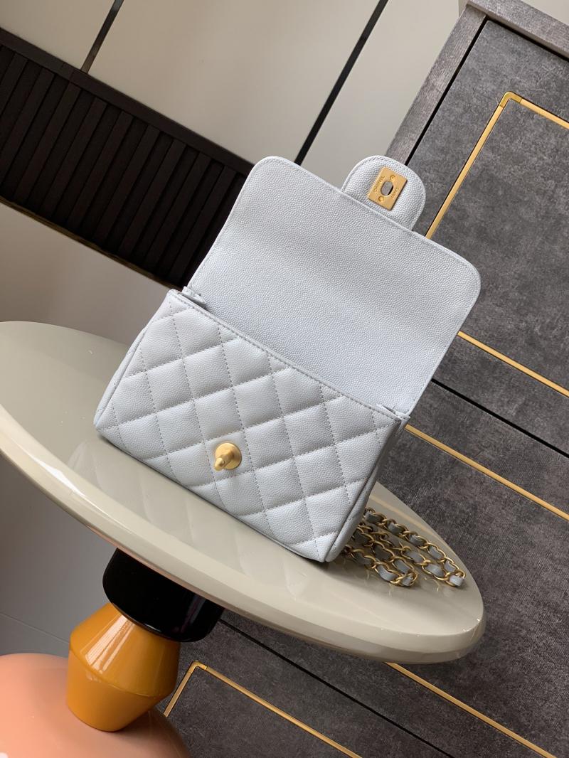 Mini Chanel Leather Flap Bag Light Grey AS5329