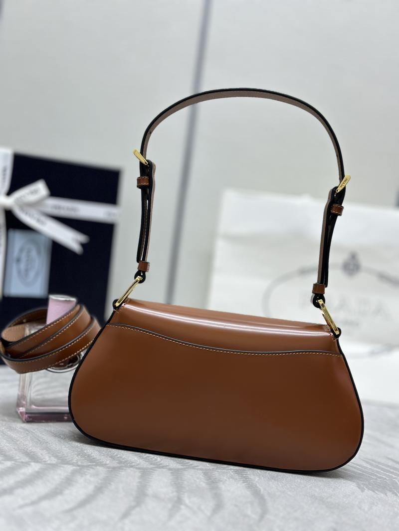 Prada Brushed Leather Shoulder Bag Camel 1BD345
