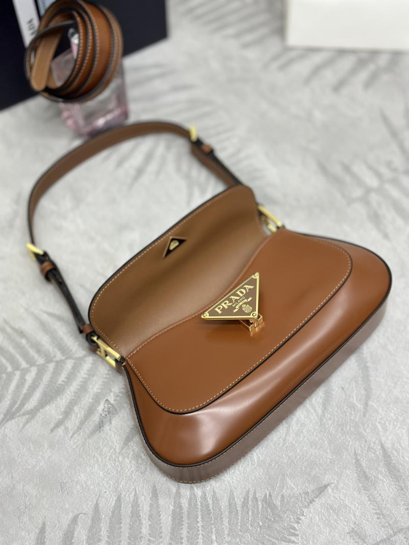 Prada Brushed Leather Shoulder Bag Camel 1BD345