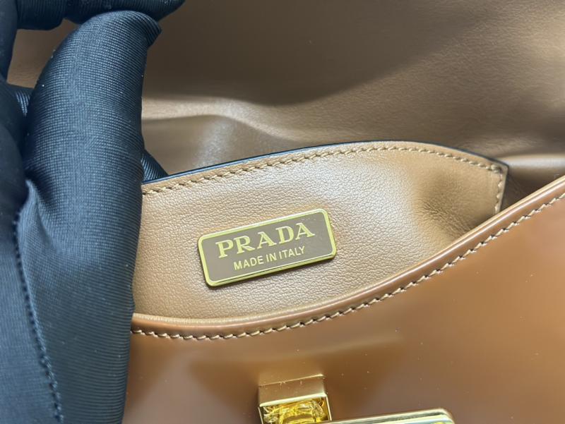 Prada Brushed Leather Shoulder Bag Camel 1BD345