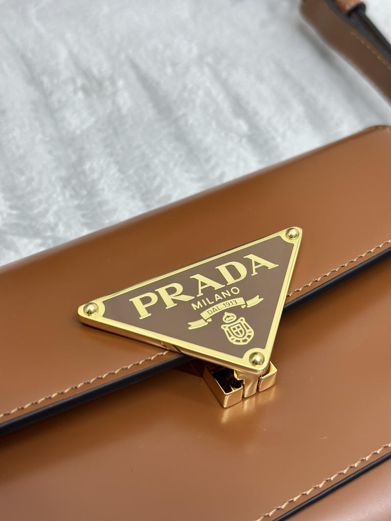 Prada Brushed Leather Shoulder Bag Camel 1BD345