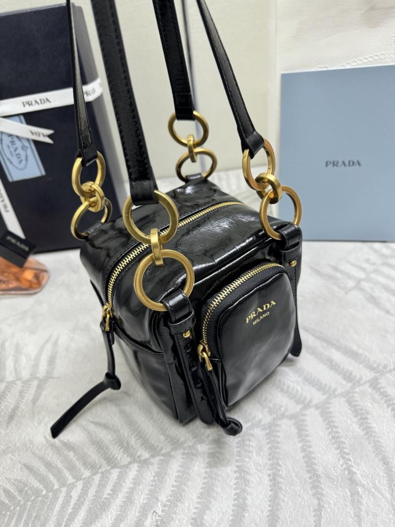 Prada Dangle leather top-handle mini-bag Black1BB137