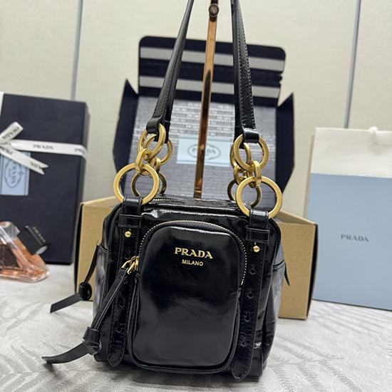 Prada Dangle leather top-handle mini-bag Black1BB137