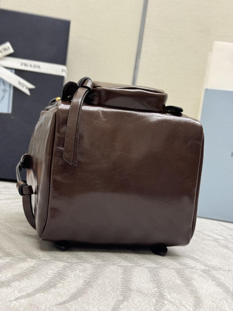 Prada Dangle leather top-handle mini-bag Dark Brown 1BB137
