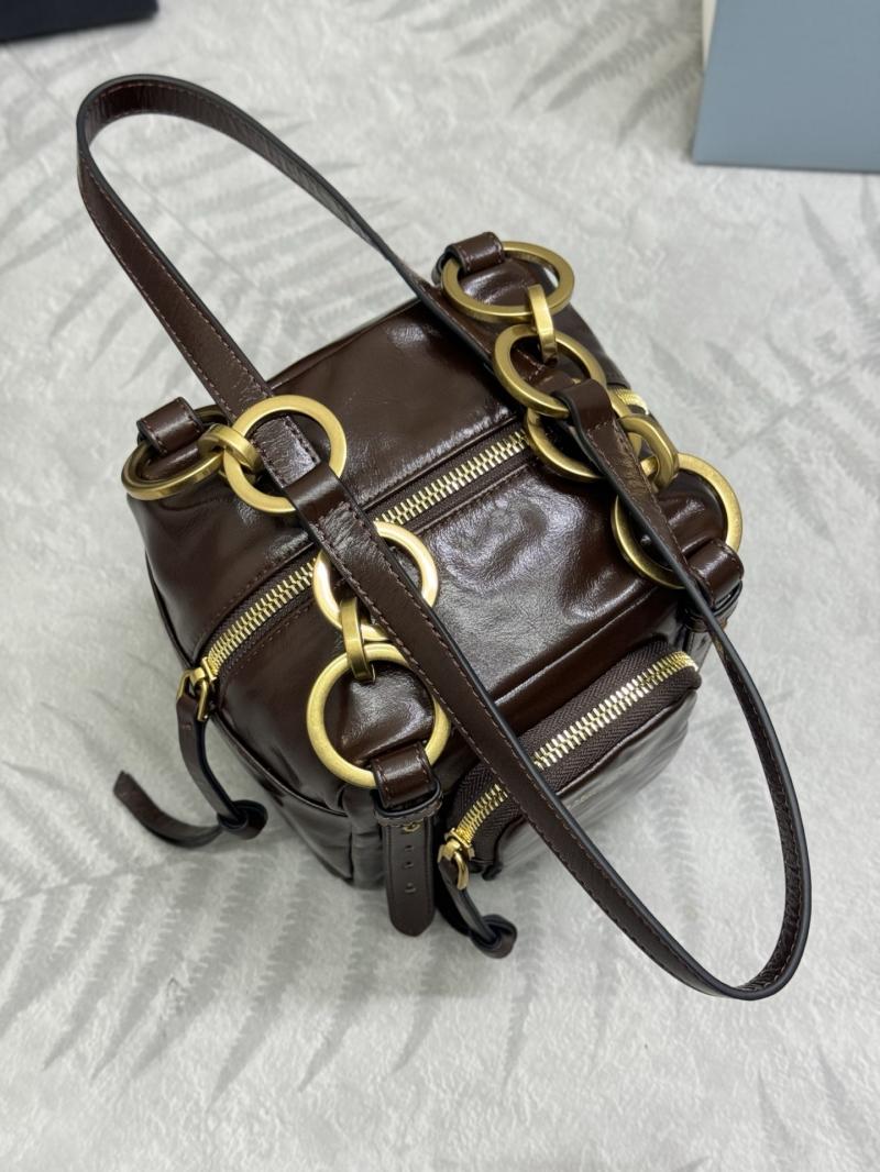 Prada Dangle leather top-handle mini-bag Dark Brown 1BB137