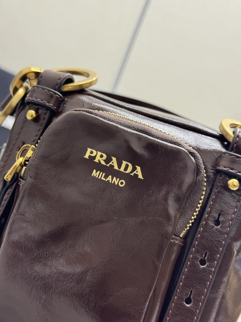 Prada Dangle leather top-handle mini-bag Dark Brown 1BB137