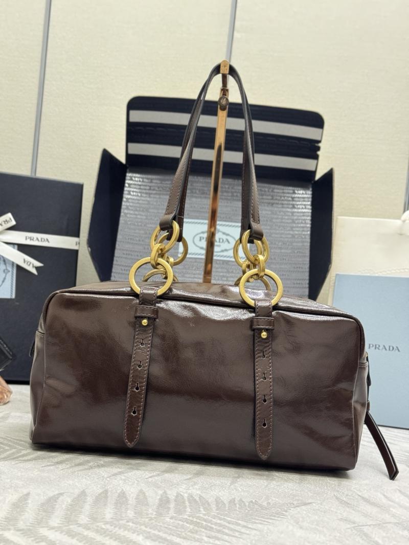 Prada Dangle medium leather top-handle bag Dark Brown 1BB138