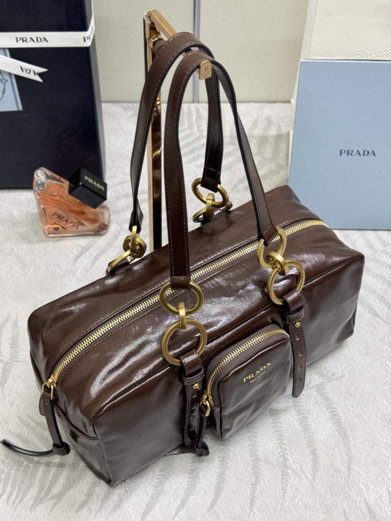 Prada Dangle medium leather top-handle bag Dark Brown 1BB138